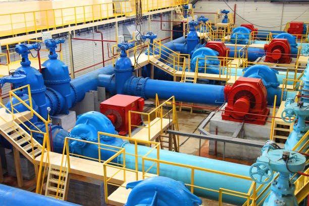 Plant room pumps and valve manifold